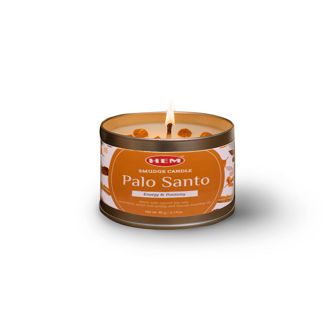 Palo Santo Smudge Candle Soy Wax Candles with Crystals